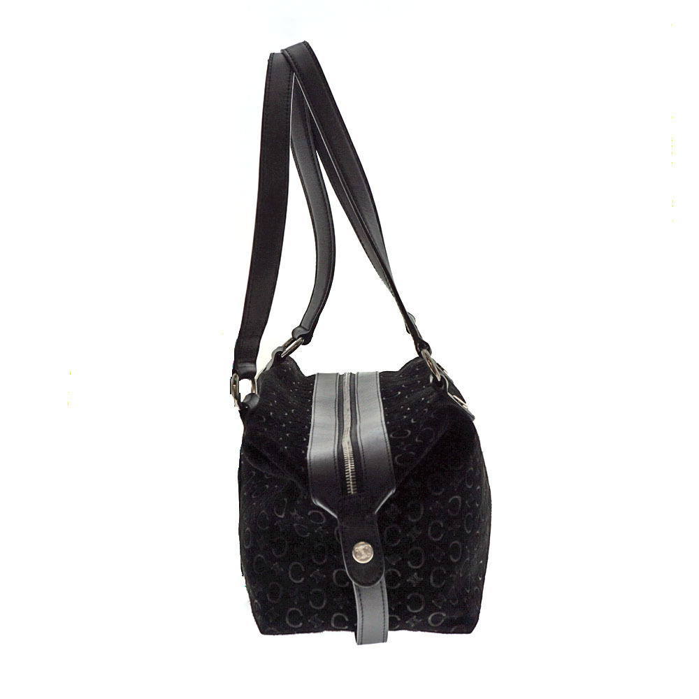 CELINE Shoulder Bag Leather Suede Handbag Black Macadam - Picture 3 of 9